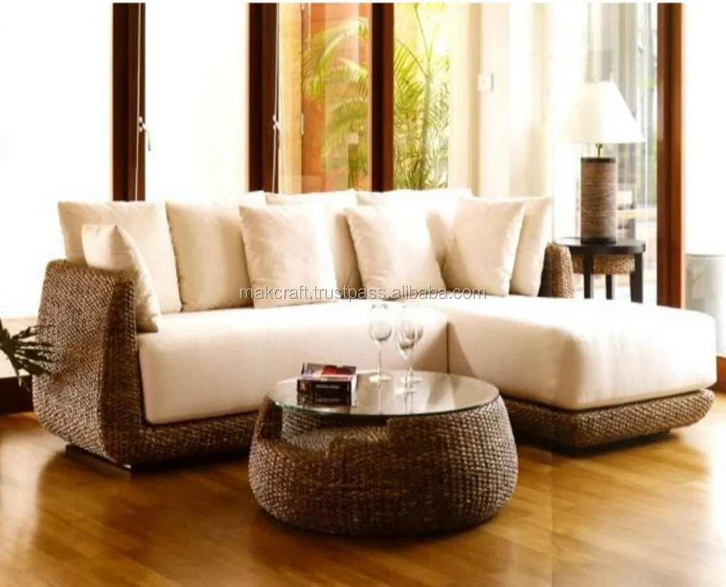 Elegant Rattan Wicker Water Hyacinth Royal Furniture Sofa Set