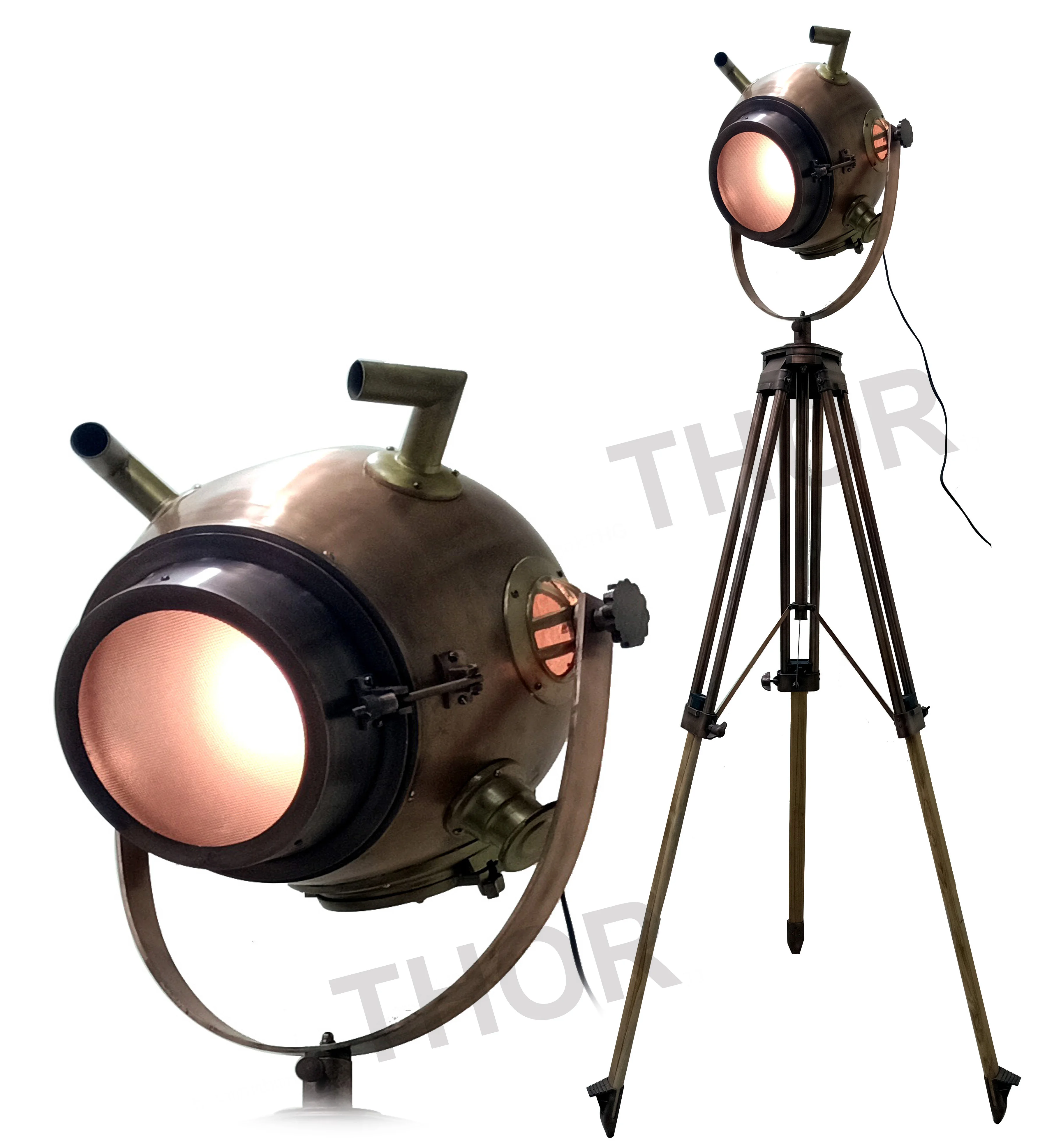 Spotlight Searchlight Tripod Wooden Stand Studio Floor Lamp design modern decorative lighting