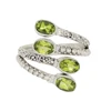 Carved Overlapping Silver Ring with Peridot
