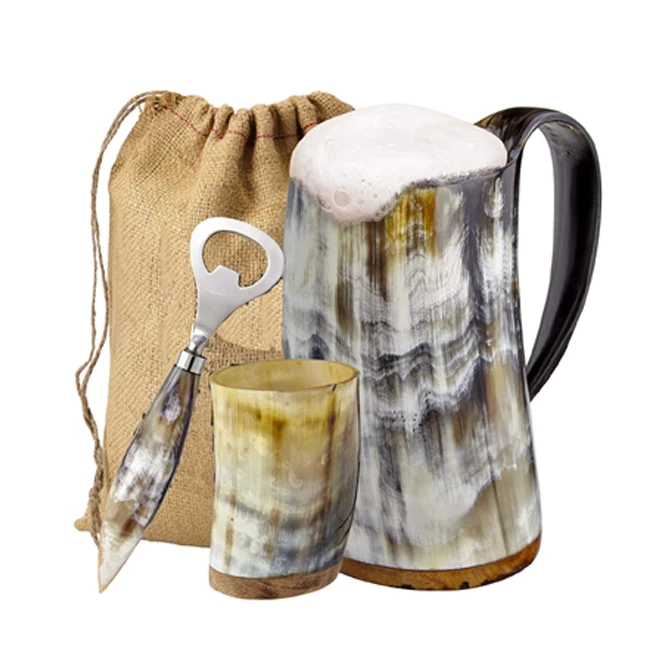 Vintage Viking Beer Horn Mug Drink ware Steins Horn Mug Set of 2 Unit 