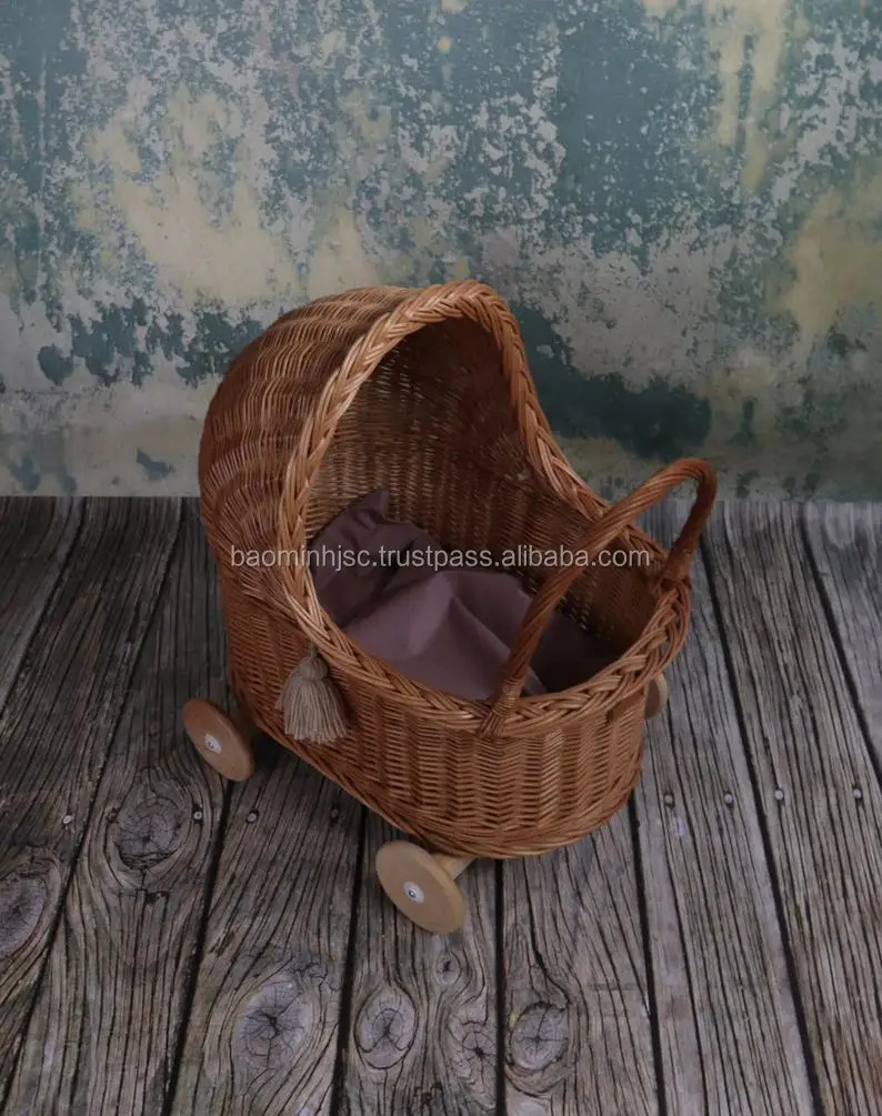 wicker doll bed