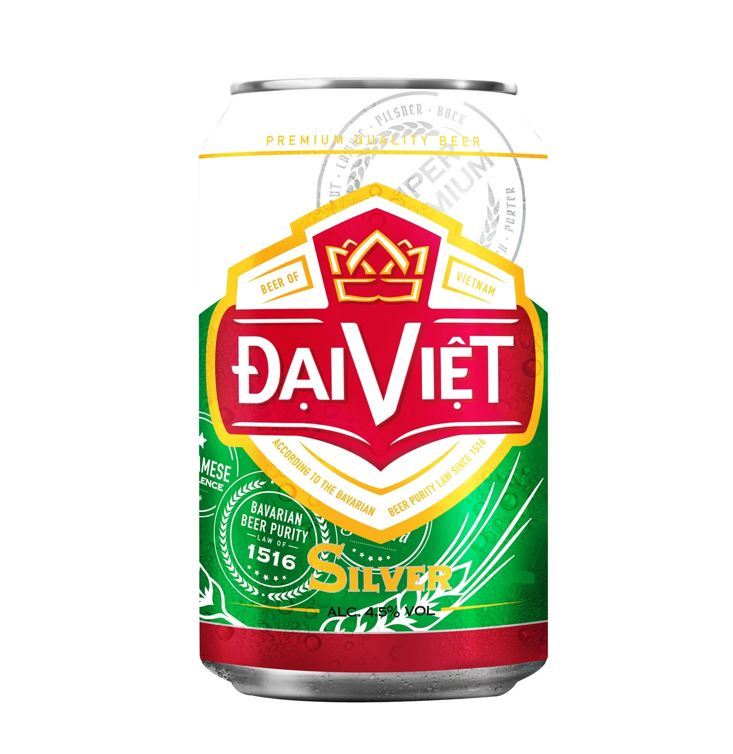 1x Dai Viet Lager 330ml Vietnam beer yellow cans empty open small hole bottom 