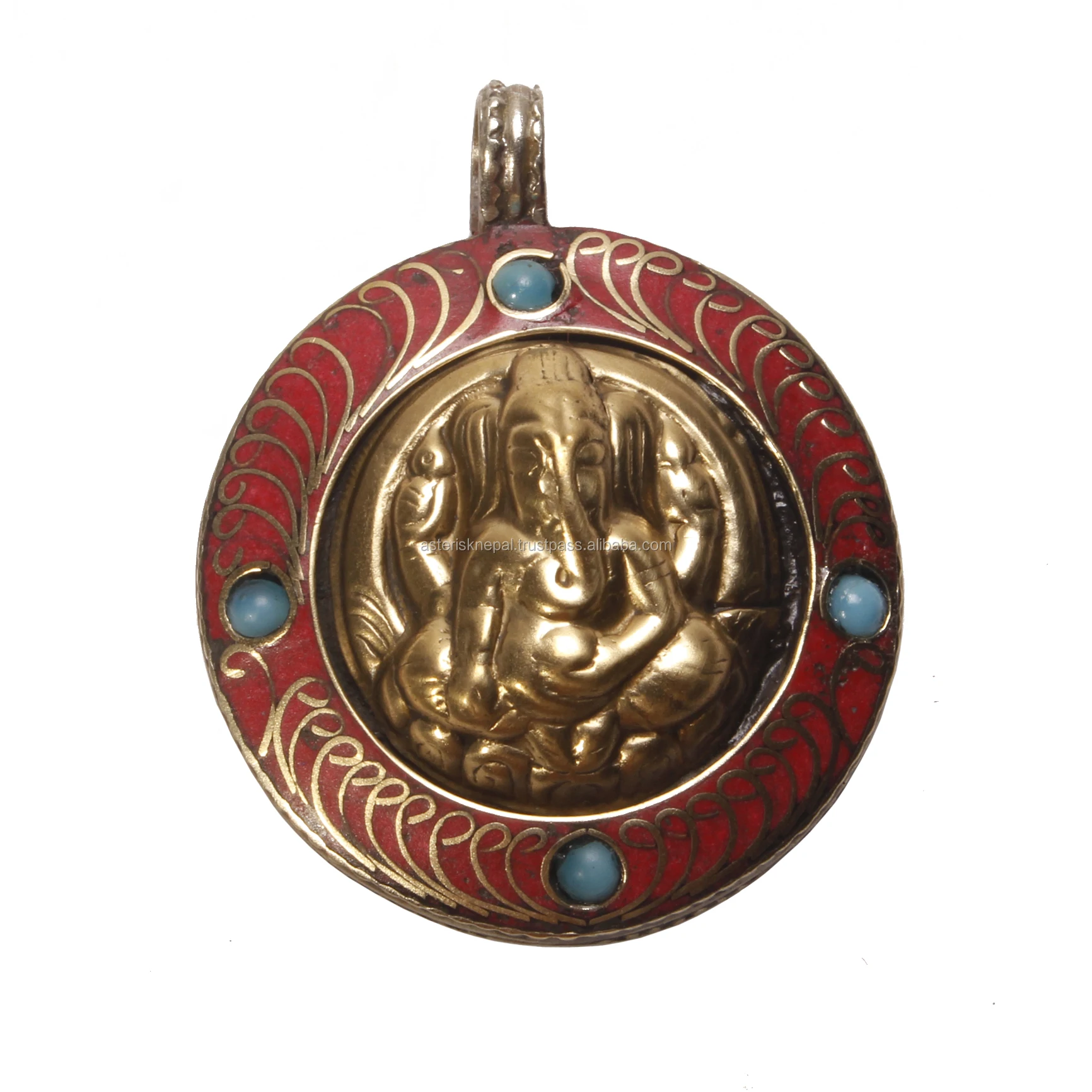 Stone Setting Of Auspicious Hindu Deity Pendant Ritual Stone Ganesh