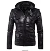 Hooded Unique Design Comfortable Round Waterproof Leather men Jacket for casual street fashion racing wear
