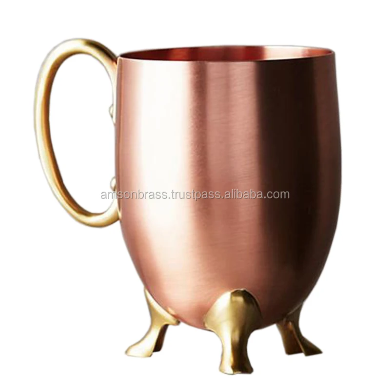 Metal Brass & Copper Drinkware Moscow Mule Mug New Design Decorative Footed Copper Mug