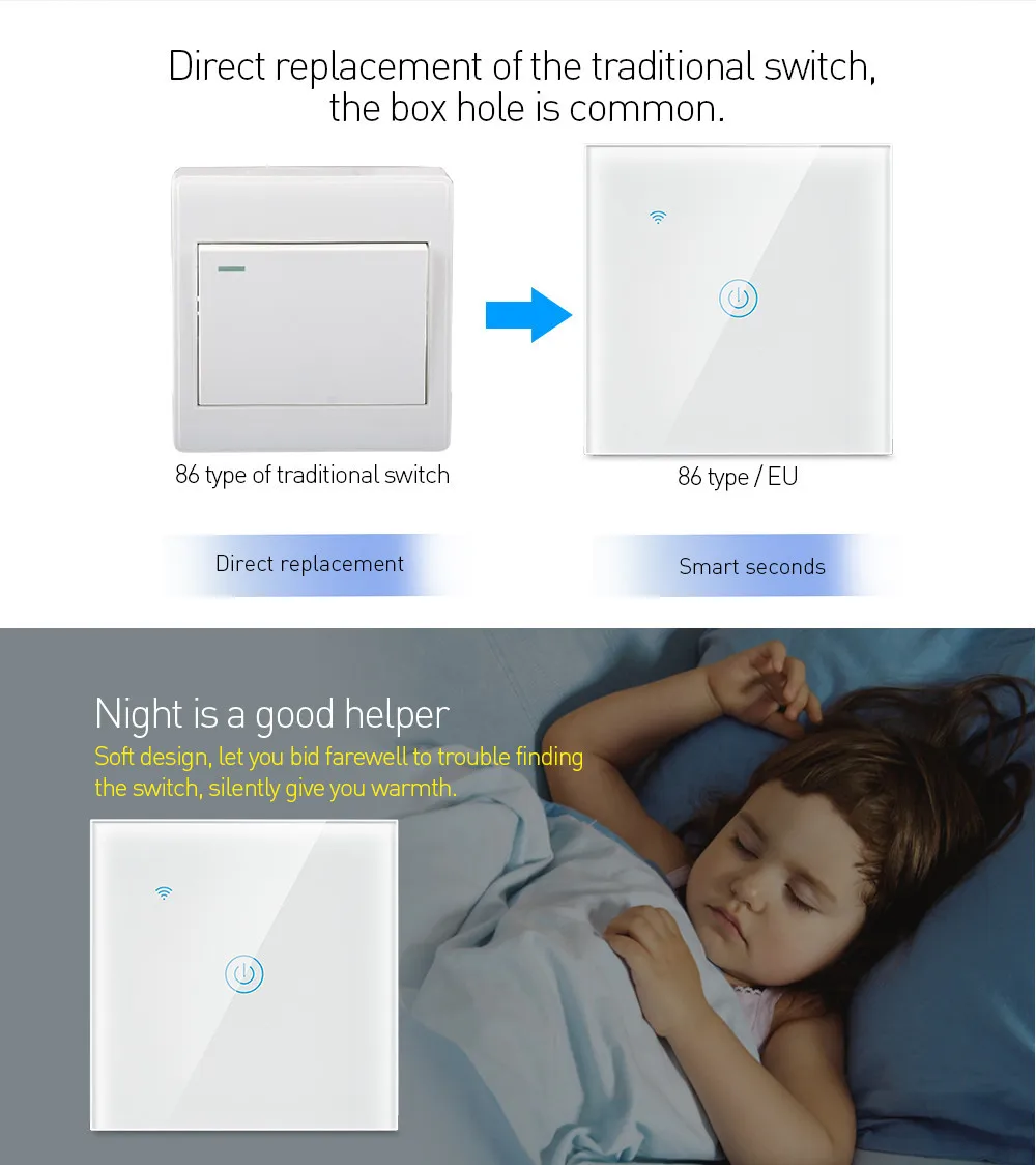 MICRO DENG 1GANG Zigbee Europe Kingdom Standard White Glass Touch Switch/Smart Wireless Touch Switch - ANKUX.COM