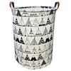 Nursery custom round cute canvas foldable storage baby laundry basket