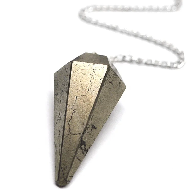 Latest New Crest Golden Pyrite Faceted Dowsing Cone Pendulum Buy