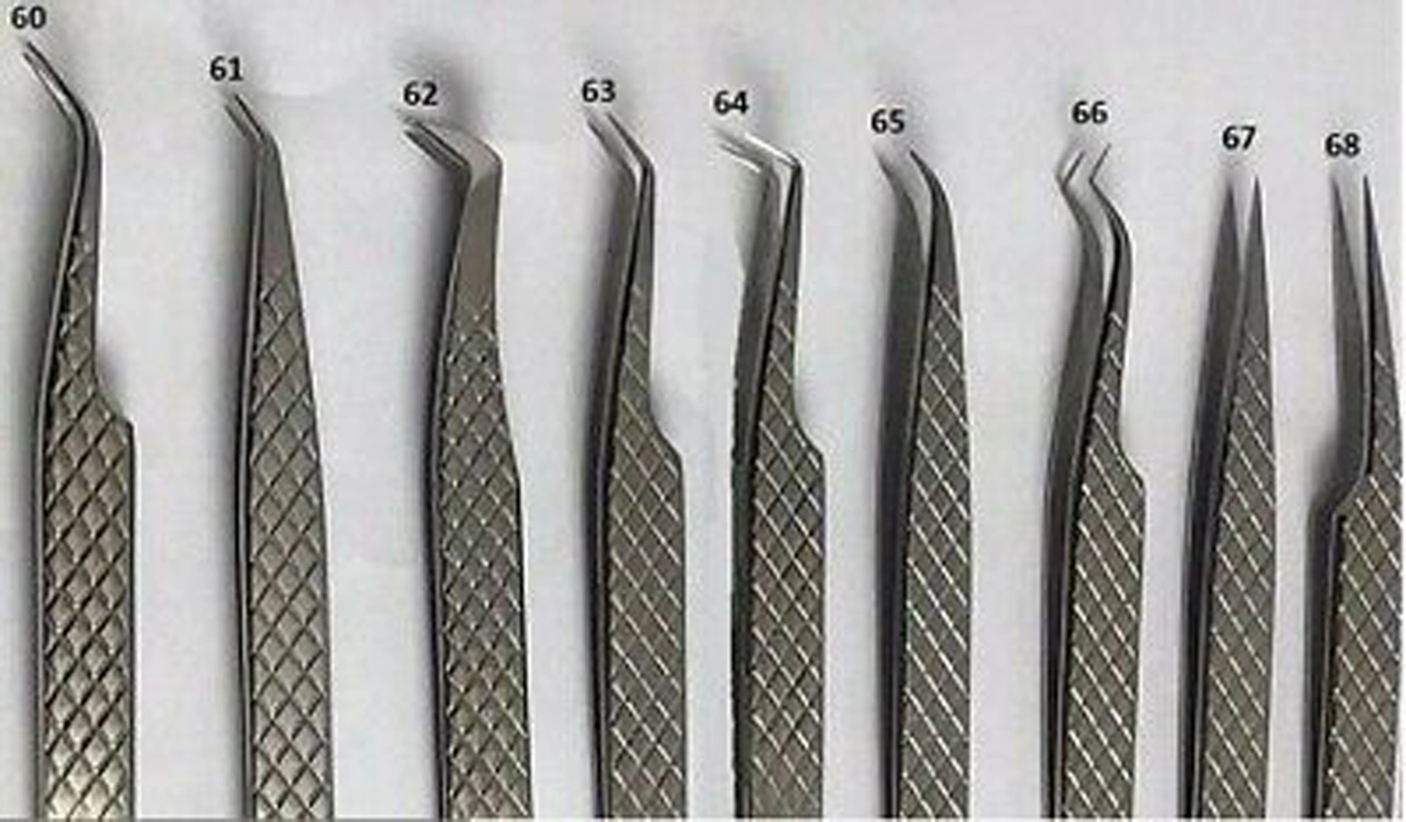 Volume 45 Degree Curved 7 D Lash Isolated Tweezers Silver Sand Coated