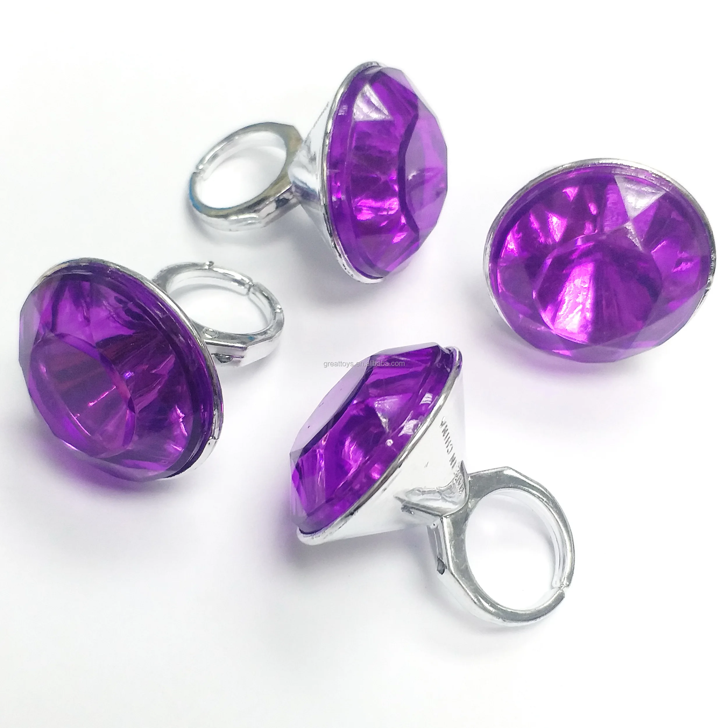 Plastic Purple Diamond Girl Rings Toy Princess Birthday Party Favor ...