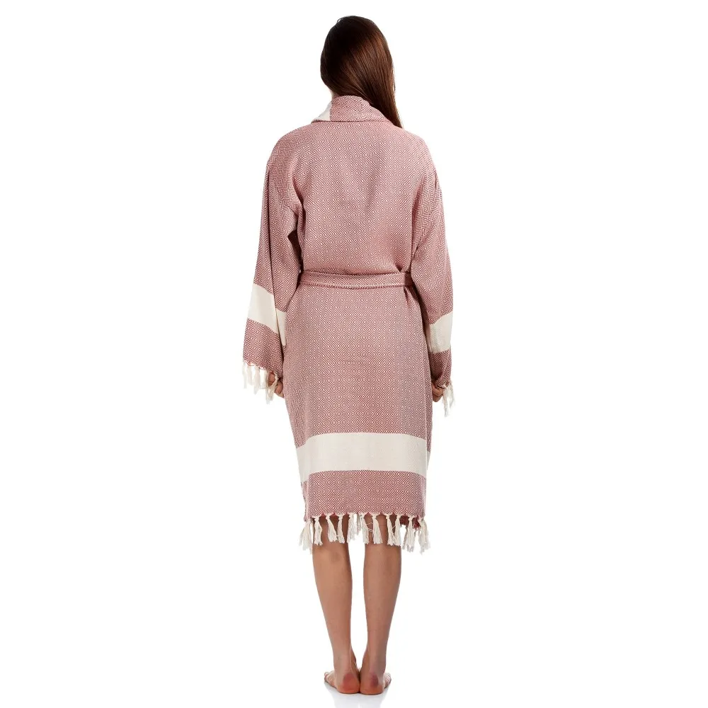 Turkish Towel Bathrobe 100 Cotton Good Quality Fringed Hooded Bathrobe
