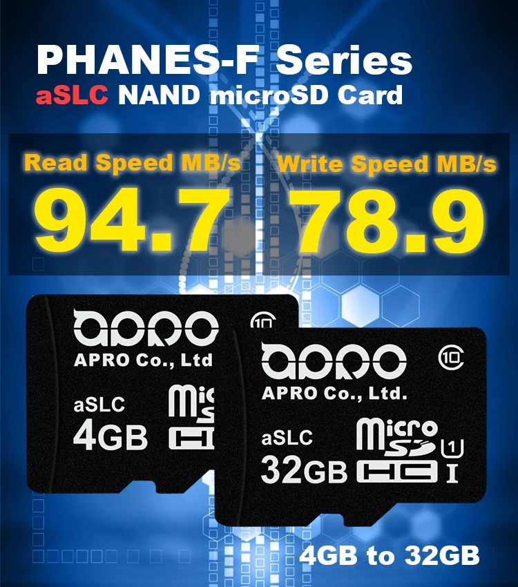 APRO High Performance aSLC 4GB to 32GB PHANES-F Series Industrial microSD Card for Handheld Device Medical equipment DVR POS PC - ANKUX.COM