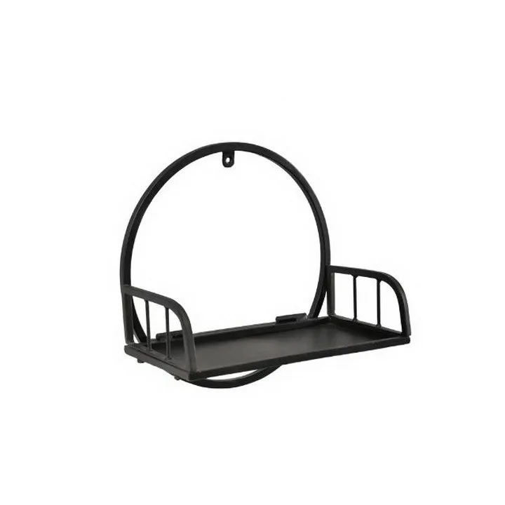 Household Round Wrought Iron Wall Rack Wood Hanger Creative Home Multifunction Partition