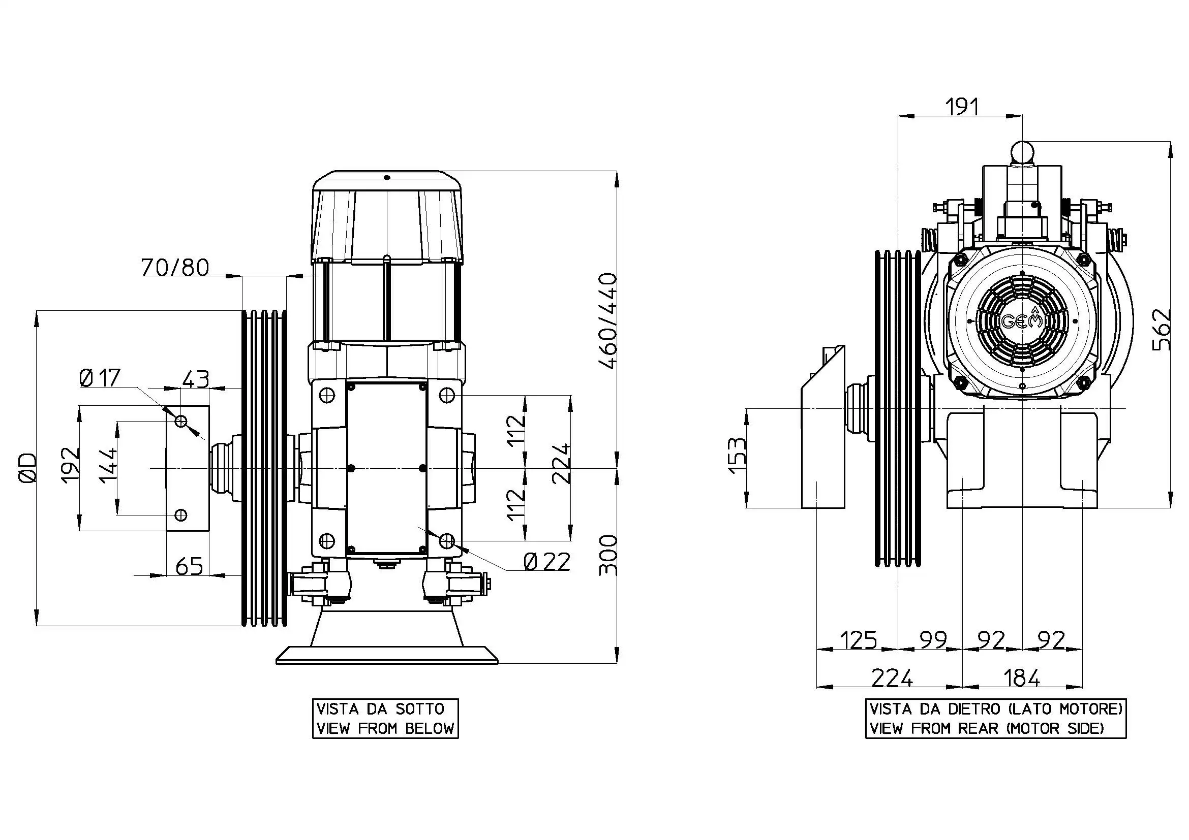 Gearbox Motor Machine For Elevators Hw135l Gem Made In Italy Traction