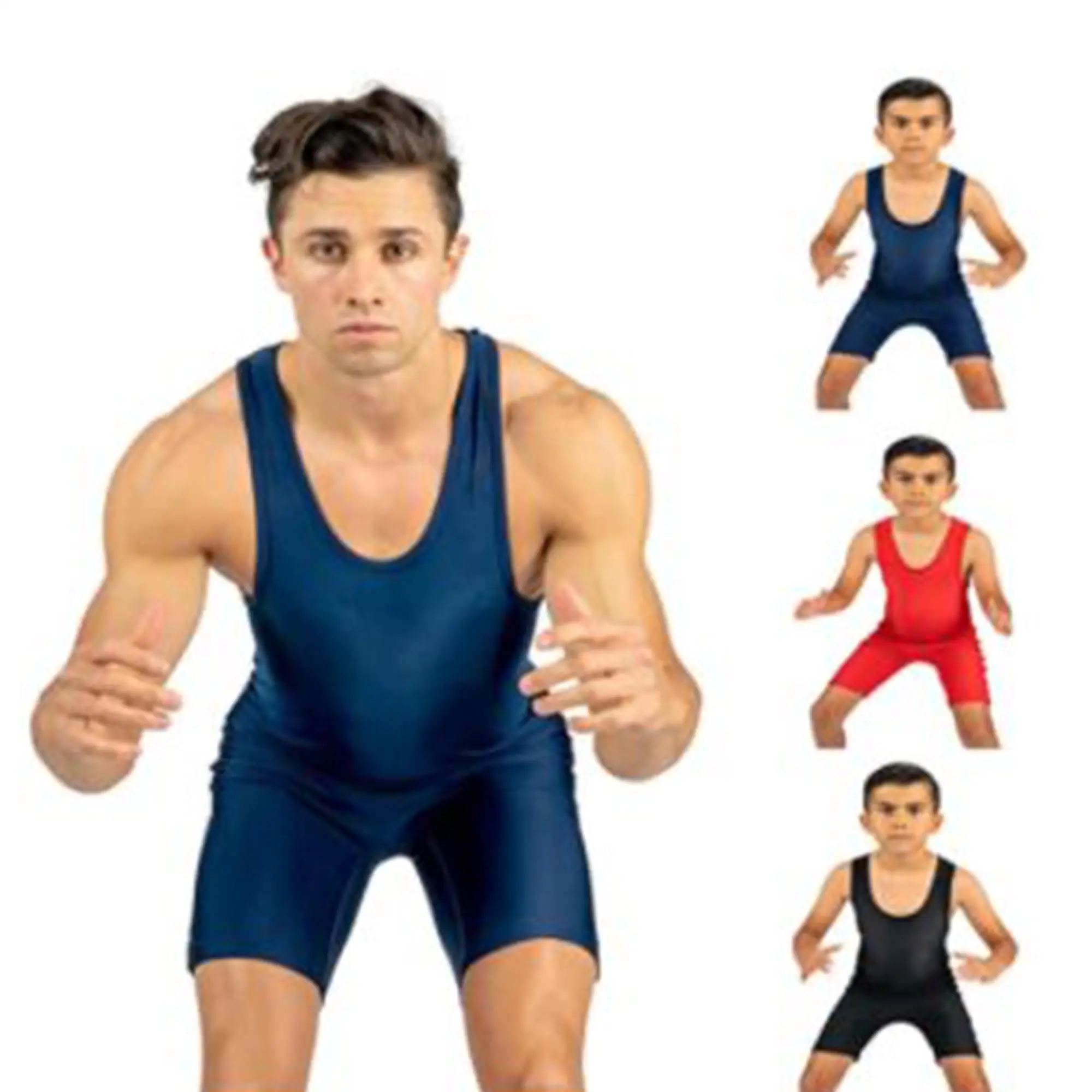 Star Style Wrestling Singlet Royal Blue With Yellow Lining For Man