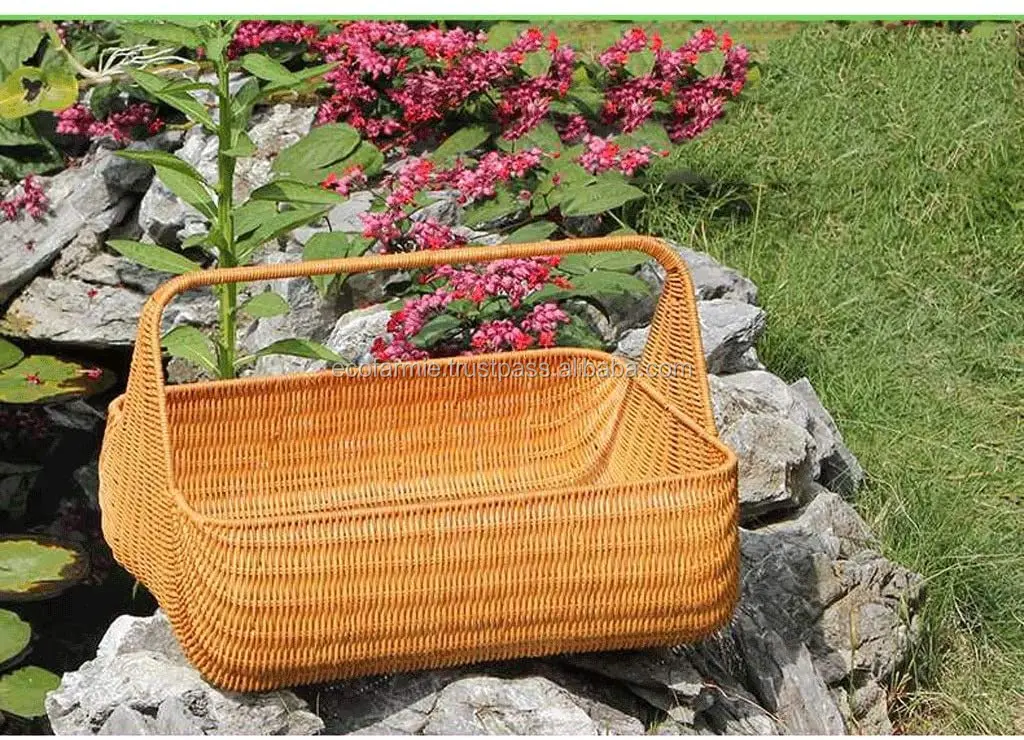 Natural Handwoven Bamboo Rattan Picnic Basket Wholesale Cheap Price For