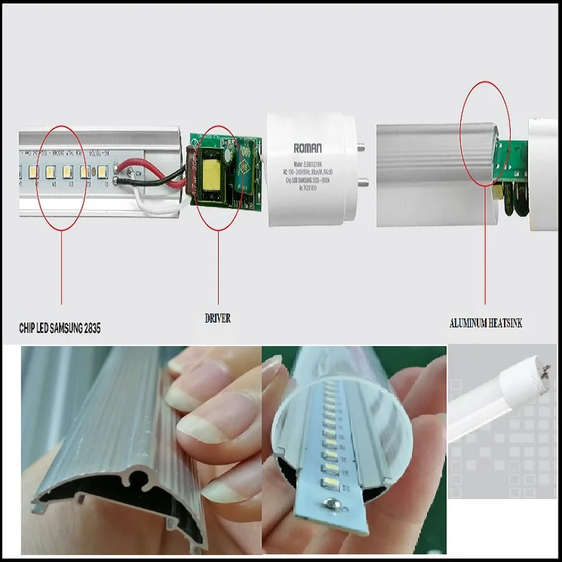 T8 PLASTIC AND ALUMINUM TUBE, SAMSUNG/OSRAM CHIP LED, GOOD QUALITY