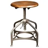 Vintage industrial furniture adjustable bar stool iron spring stool with wooden top