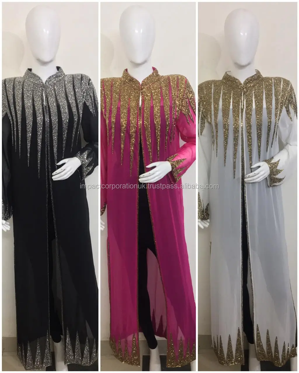 Elegant Hijab Styles Luxurious Front Open Kaftan Abaya With Hook Hand