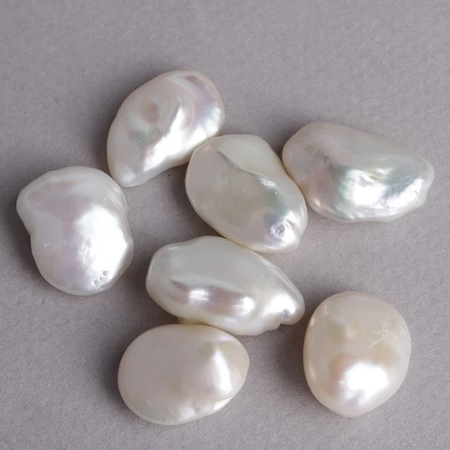 
New Classic Pretty Top luster Oval Shape Pure White 100% Natural Keshi Pearl Loose Half Drilled Beads 