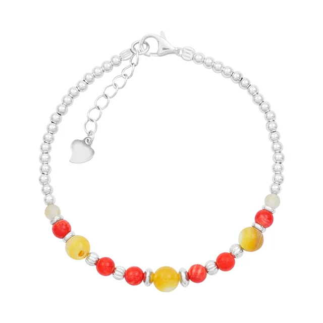 
925 Sterling Jewelry Silver Woman Beaded Natural Stones Fashion Bracelet 