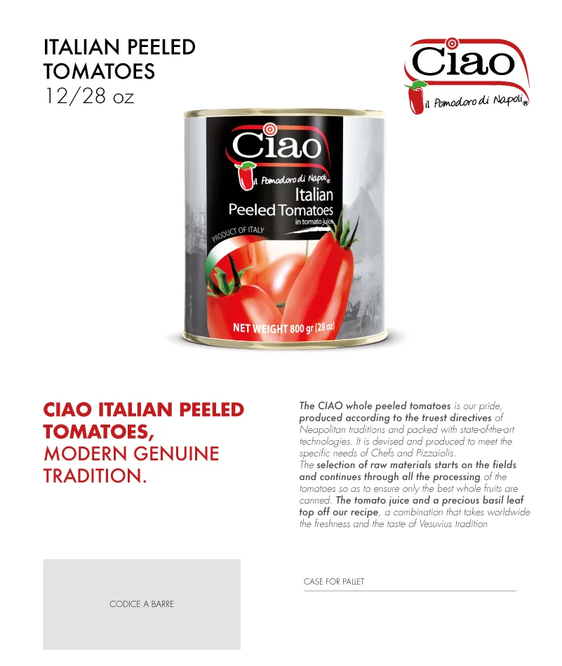 Made In Italy High Quality Best Sell Canned Peeled Tomatoes 2500 Gr