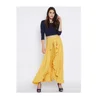 trendy and stylish 2019 high quality women mustard solid flared layered palazzos with slip-on closure women pants & trousers