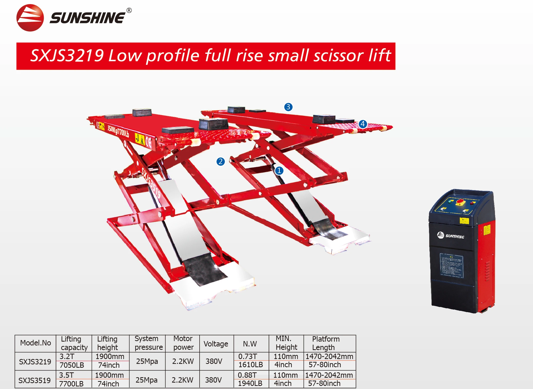 Sunshine 3.2t Hydraulic Small Scissor Hoist Sxjs3219 Buy Sunshine