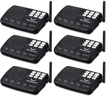 1/2 Mile Long Range Professional Manufacture Wireless Intercom System -6 BLACK STATIONS