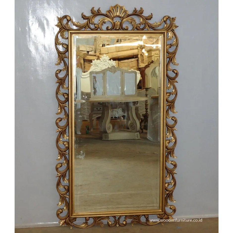 Espejo De Madera De Caoba Dorada,Marco Clásico,Accesorios De Muebles De