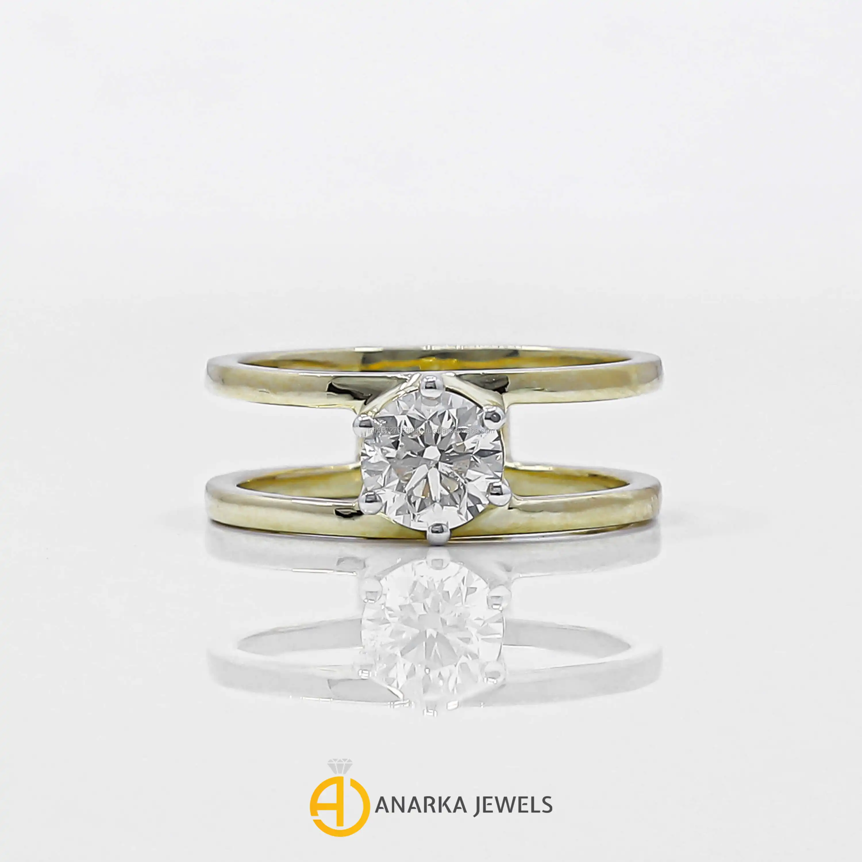 1 Carat French Set Dual Band Diamond Engagement Ring