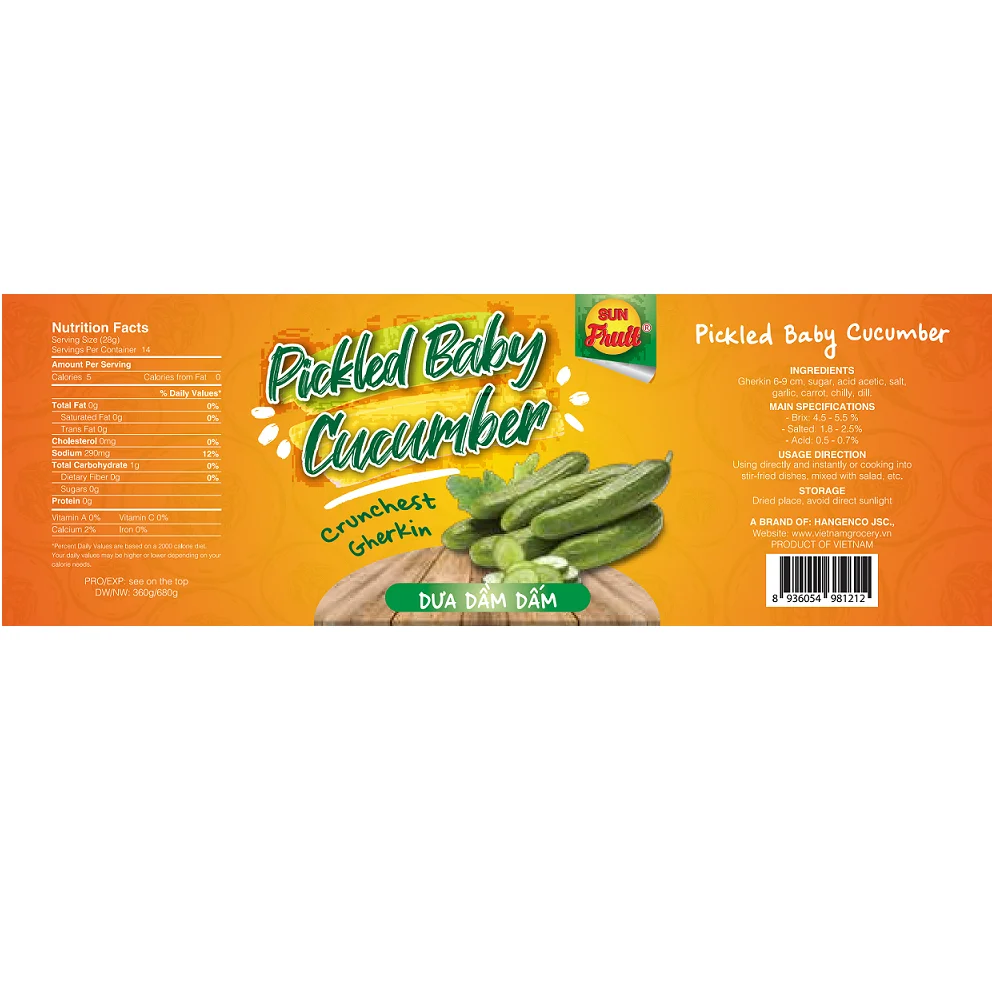 SunFruit Pickled Baby Cucumber in Tin Can 360Gr