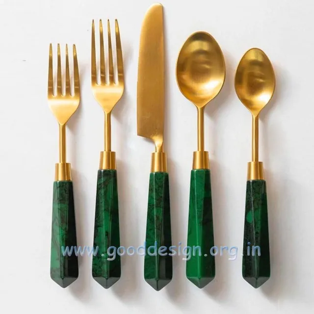 Stainless Steel Cutlery Sets with Gold Resin Handles