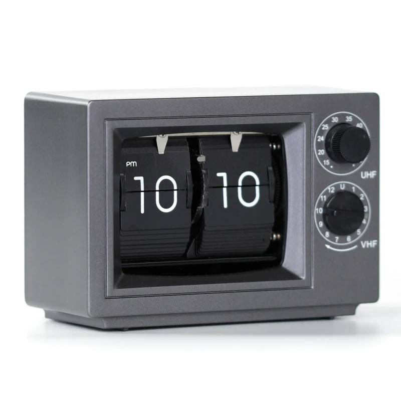 
Hot Amazon Premium TV Flip Clock Creative Home Office Desktop Decor Items Flip Over Number Page Turning Desk Table Clock 