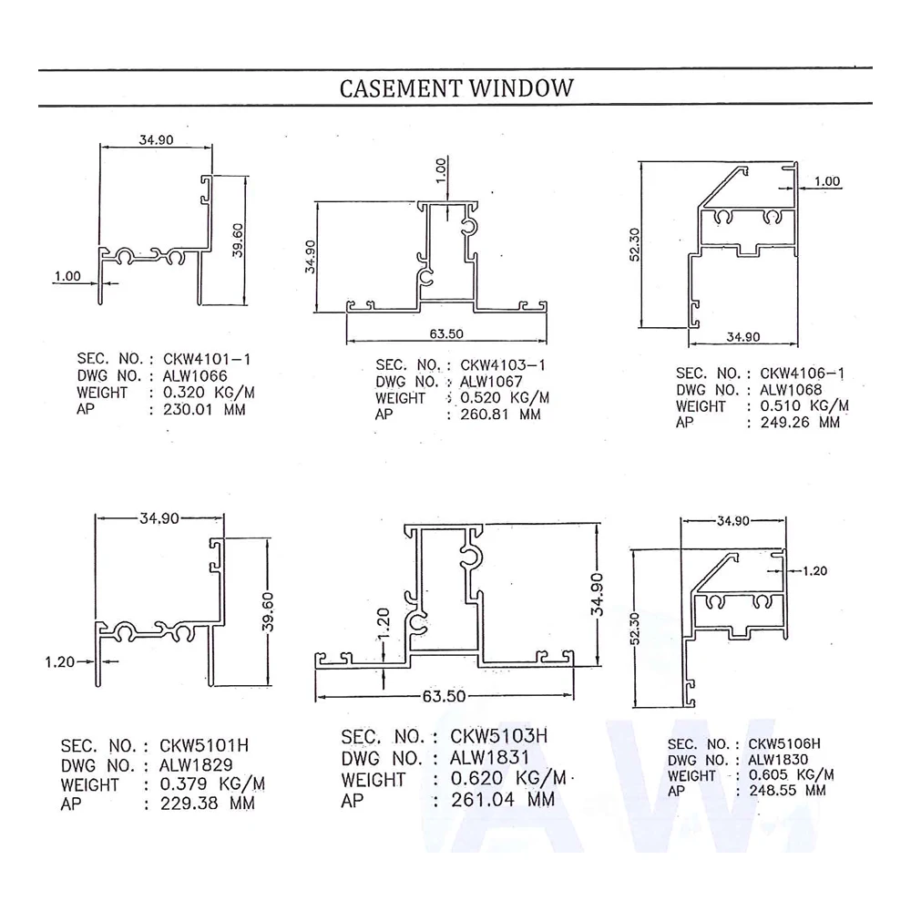 Malaysia Best Manufacturer Aluminium Alloy Profile Double Casement