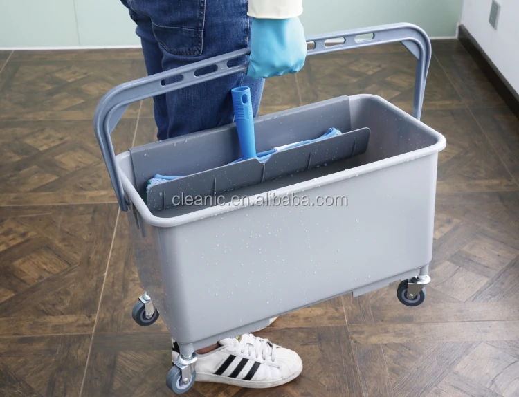 Commercial Plastic Window Cleaning Bucket With Wheels Large Capacity