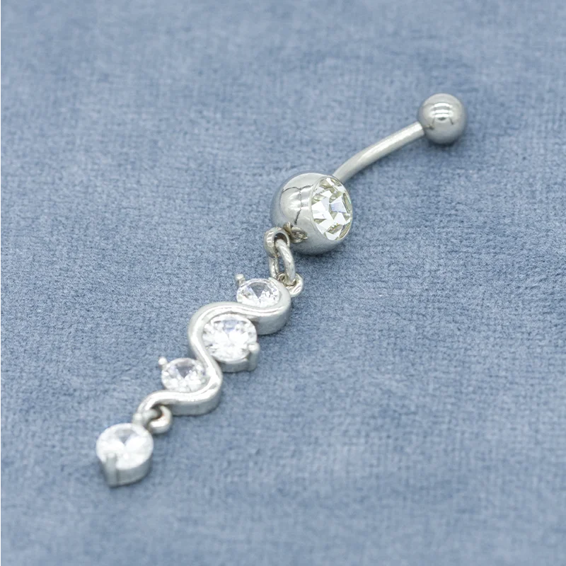 14g Curved Bar Externally Threaded Belly Piercing Rings Silver