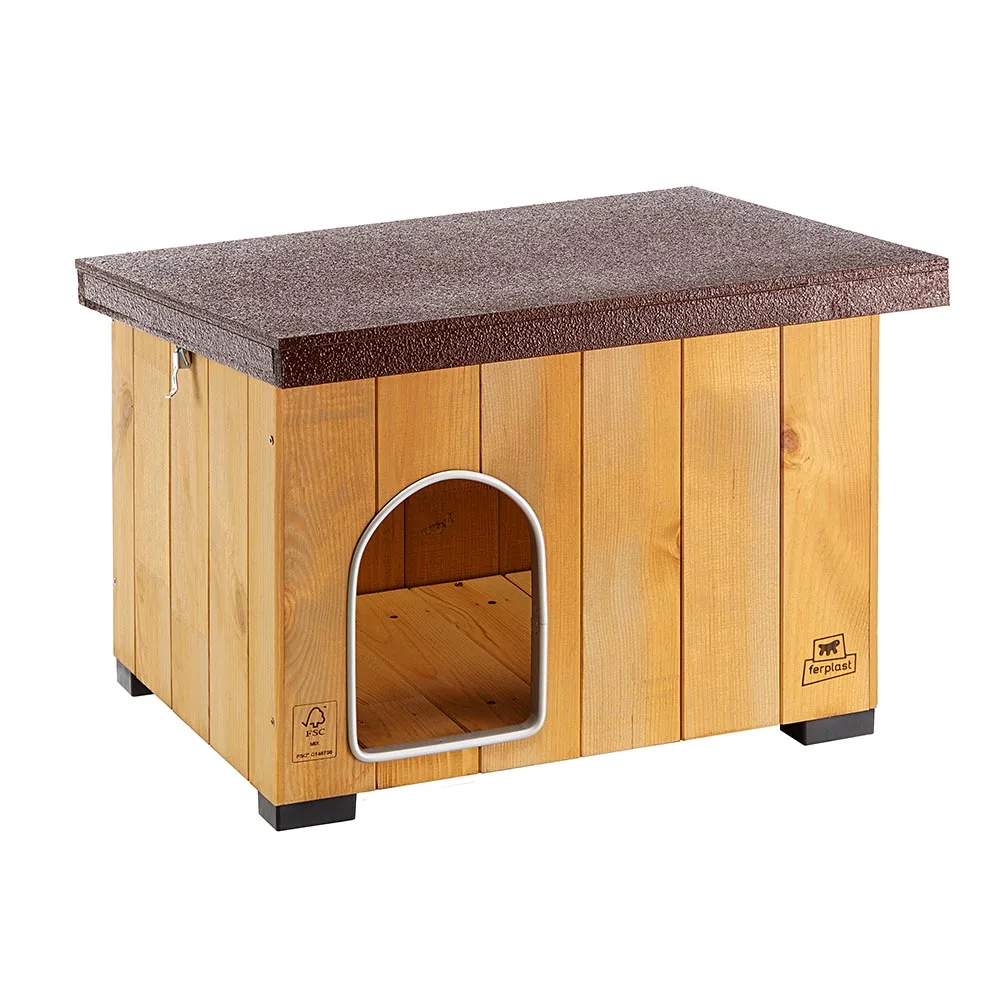 Ferplast Dog Kennel House Baita 50 In Fsc Wood,Insulating Plastic Feet