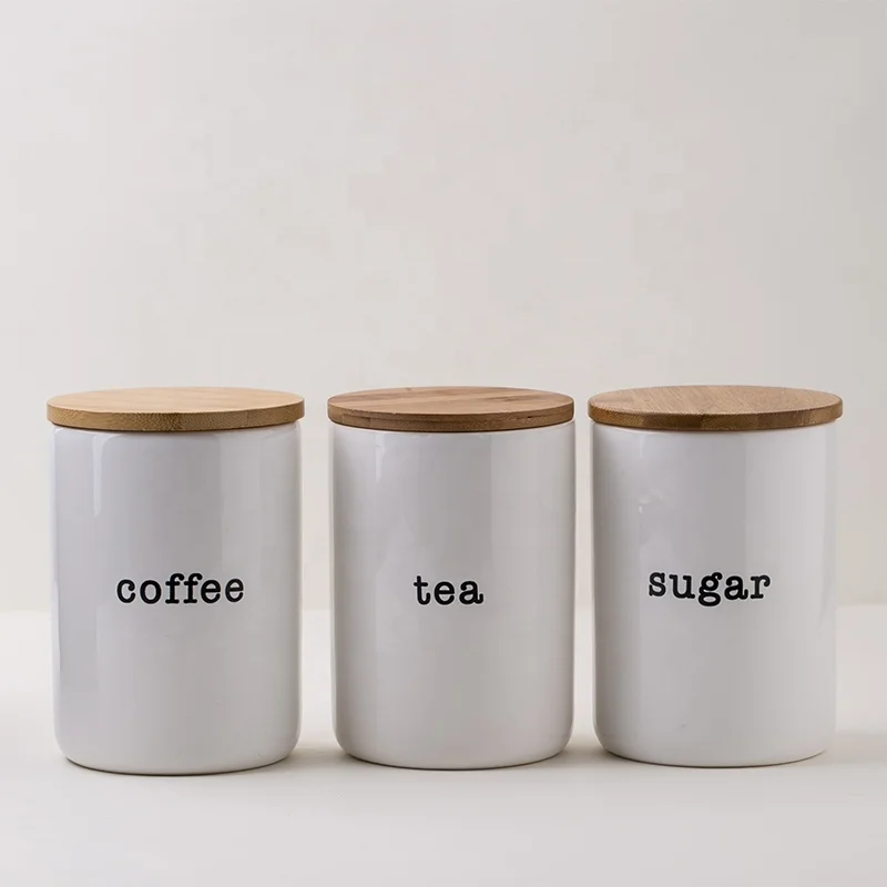 Food Storage Jar With Wooden Lid Ceramic Food Storage Jar Medium ...