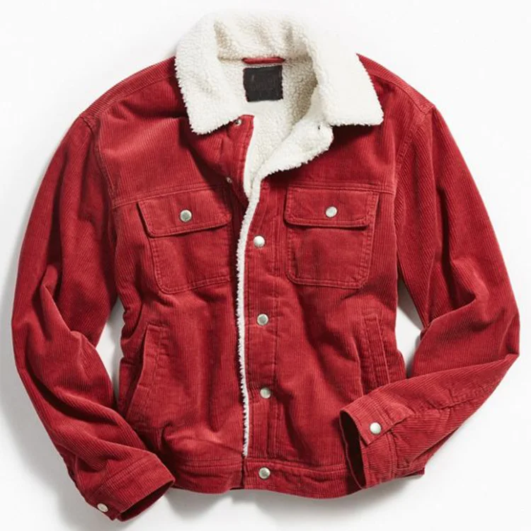 red corduroy sherpa jacket