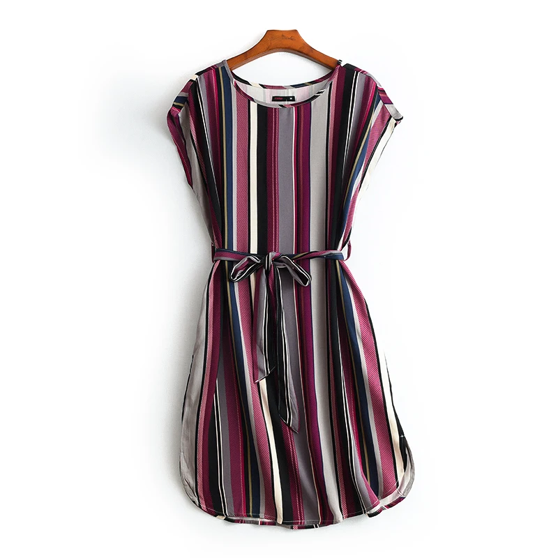 
Hot Sale Clothes 100% Rayon Fabric Women Casual Dress With Sleeveless stripe Print garments stock lots Apparel Stock 