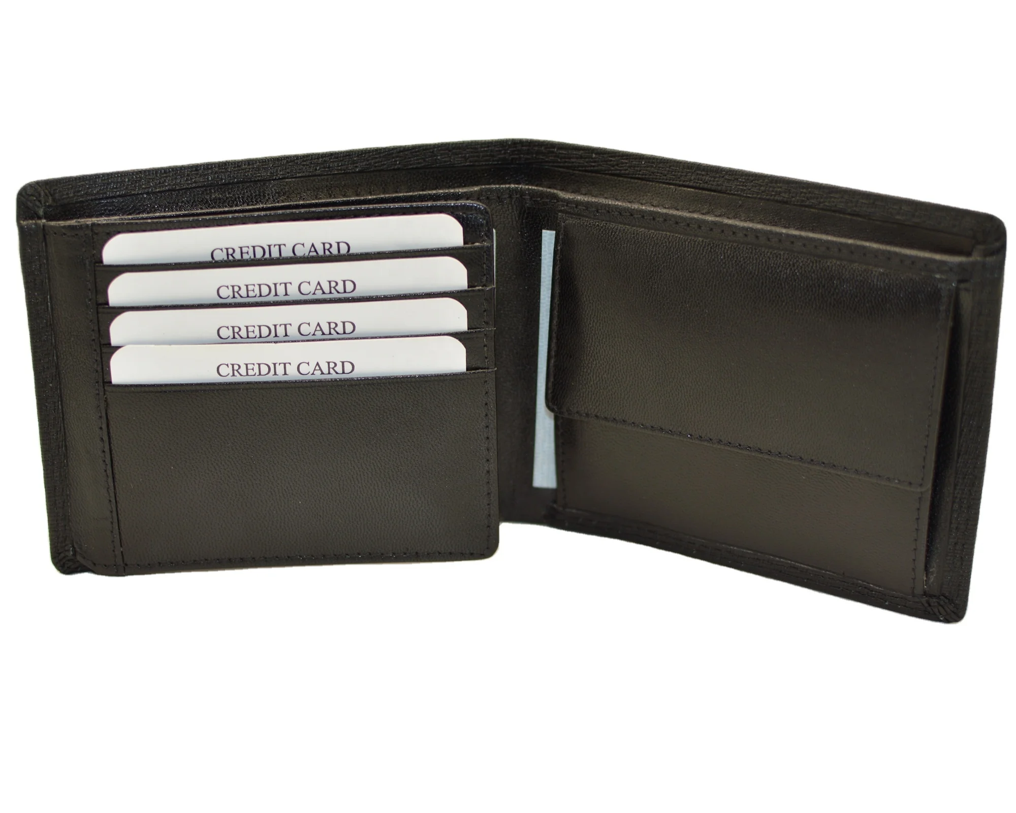 Men Genuine Saffiano Leather Trifold Wallet With Full Rfid Protection