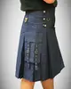 Special Christmas New Blue Scottish Highland Modern Pocket Denim Utility Kilt