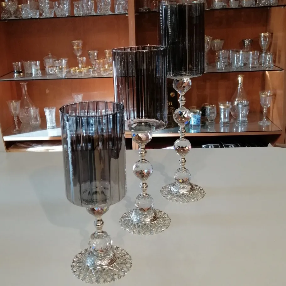 
CANDLESTICK CYLINDER ZY SMOKED SILVER 3 PCS SET 