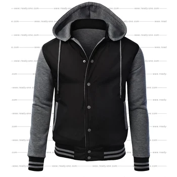 New Style Plain Varsity Jacket With Hood Custom Wholesale Fashion ...