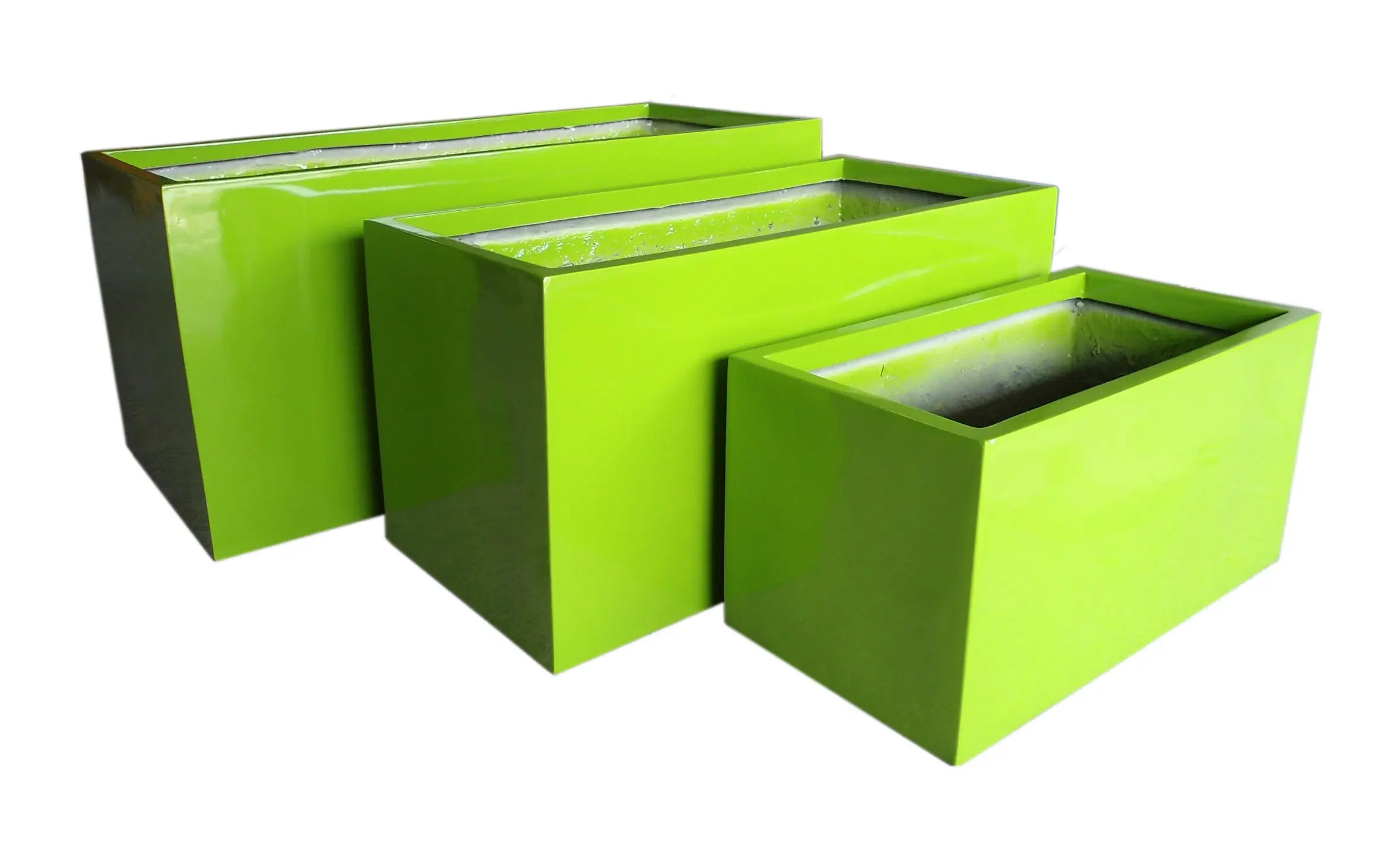 Modern Lightweight Glossy Black Outdoor Flower Pots Green & Artificial