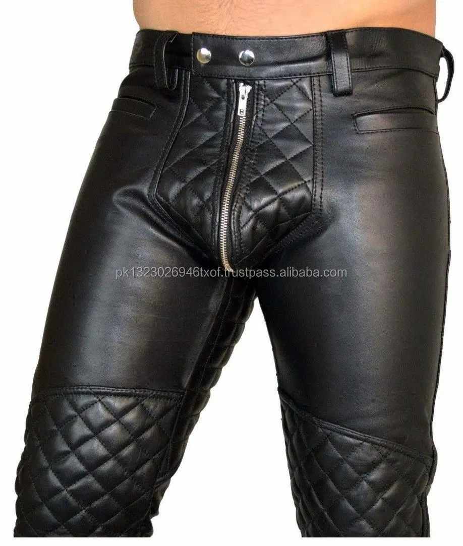 mens quilted leather pants