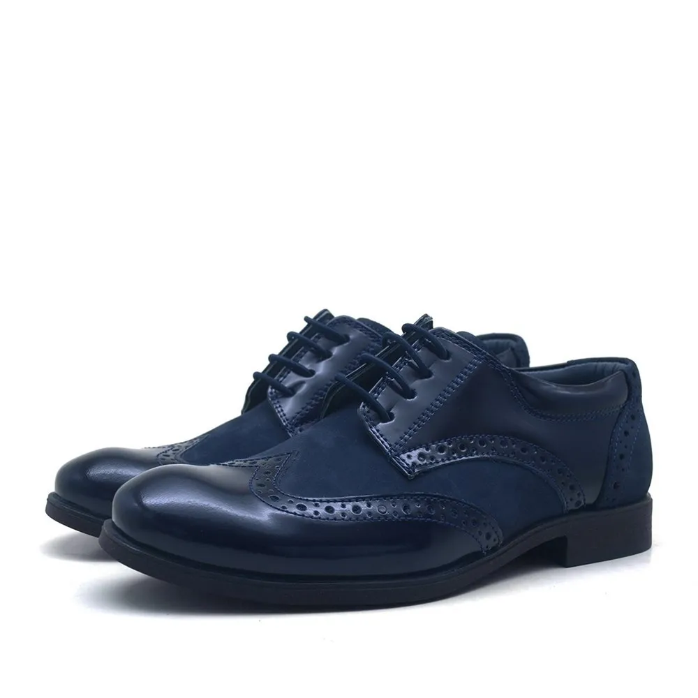 
High Quality Leather Boys Oxfords Dress Shoes Navy Blue / Black Dress Shoes for Boys 
