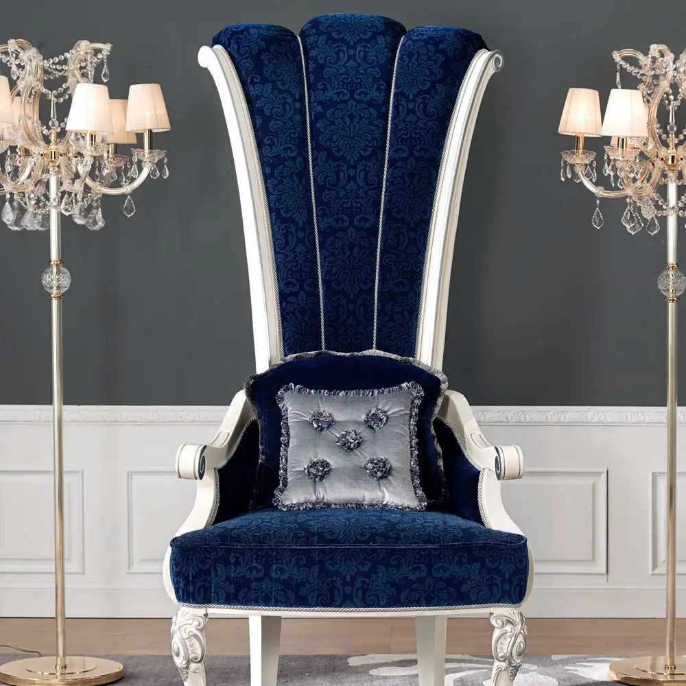 Luxury French Wooden High Back Chairs Antique Carved Wood Chairs