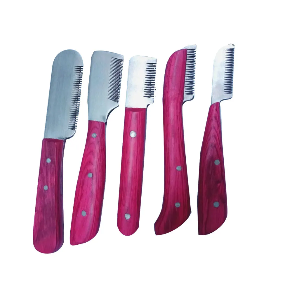 Dog Stripping Knife Classical Style Wooden Handle Pet Deshedding Tool